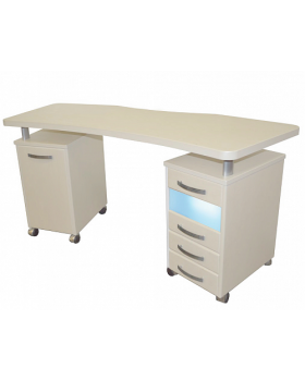 ​​​​​​​Стол маникюрный с 2 тумбами, фигурной столешницей и УФ-блоком "МЦ-053"